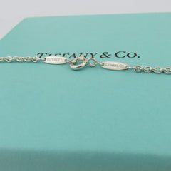 TIFFANY & CO 925 Sterling Silver Open Heart Pearl Lariat Necklace with Box Pouch