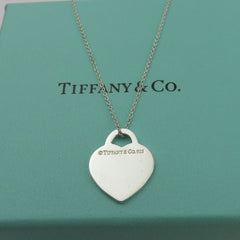 TIFFANY & CO 925 Sterling Silver I Love You Heart Tag Pendant Necklace with Box
