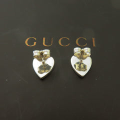 GUCCI 925 Sterling Silver Trademark Heart Tag Stud Earrings 