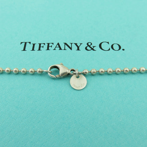 TIFFANY & CO 925 Silver Return to Tiffany Heart Tag Long Beaded Chain Necklace