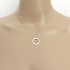 TIFFANY & CO 925 Sterling Silver 1837 Circle Pendant Necklace with Pouch