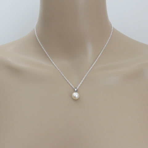 Mikimoto 14K White Gold 8.5mm Akoya Pearl Solitaire Pendant Charm