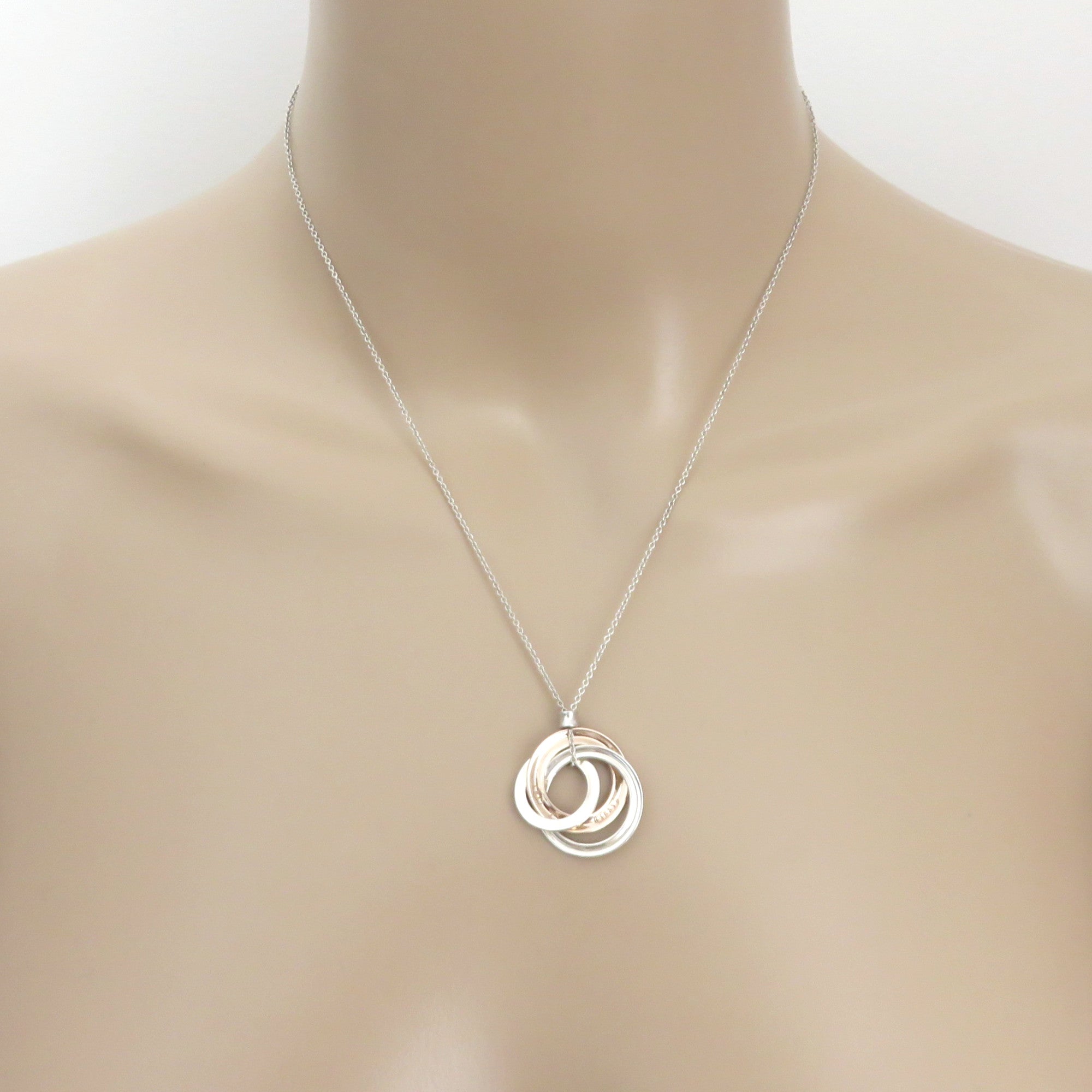 TIFFANY & CO Sterling Silver RUBEDO Metal 1837 Interlocking Circles Necklace