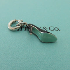 Tiffany & Co 925 Sterling Silver Black Blue Enamel High Heel Pendant Charm 