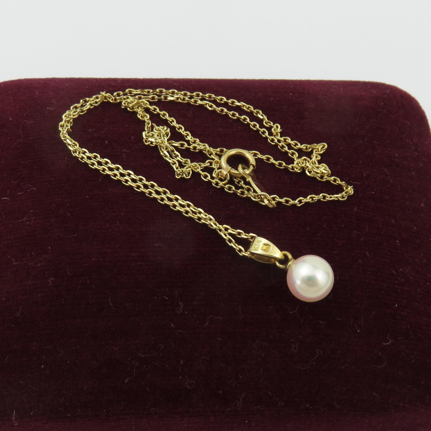 Authentic Mikimoto 14K Yellow Gold 6.7mm Akoya Pearl Pendant Necklace w/ Box