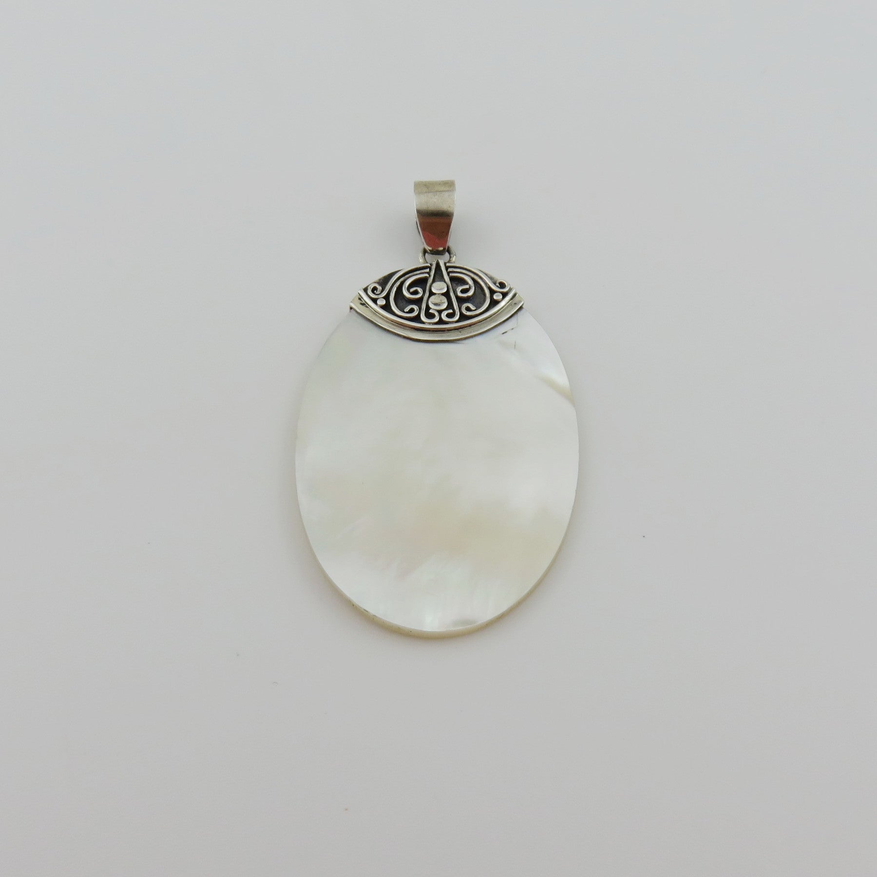 Natural Mother of Pearl 925 Sterling Silver Large Pendant Charm Handmade Box