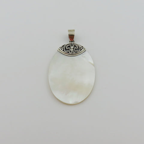 Natural Mother of Pearl 925 Sterling Silver Large Pendant Charm Handmade Box
