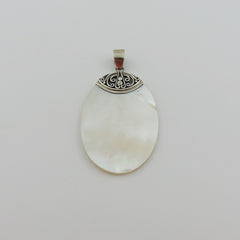 Natural Mother of Pearl 925 Sterling Silver Large Pendant Charm Handmade Box