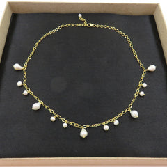 Genuine Freshwater Pearl Necklace Gold Plated 925 Silver Adjustable 41-43cm Box