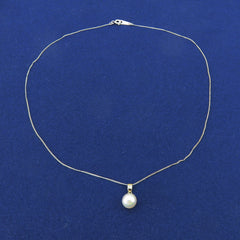Mikimoto K18 White Gold 7.7mm Akoya Pearl Solitaire Pendant Charm