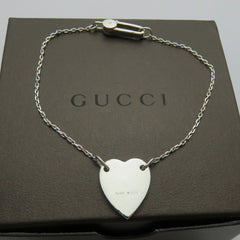Gucci 925 Sterling Silver Trademark Heart Bracelet 