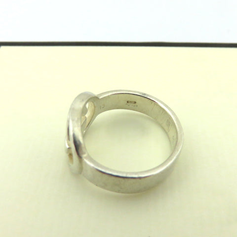 GUCCI 925 Sterling Silver Interlocking G Ring Size 6 Made in Italy with Box