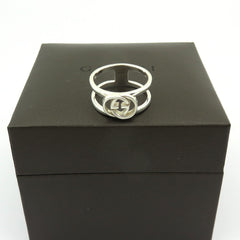 GUCCI 925 Sterling Silver Interlocking G Logo Ring Size 7.5 with Ring Box 