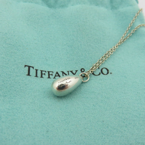 Tiffany & Co 925 Sterling Silver Teardrop Pendant Necklace with Pouch