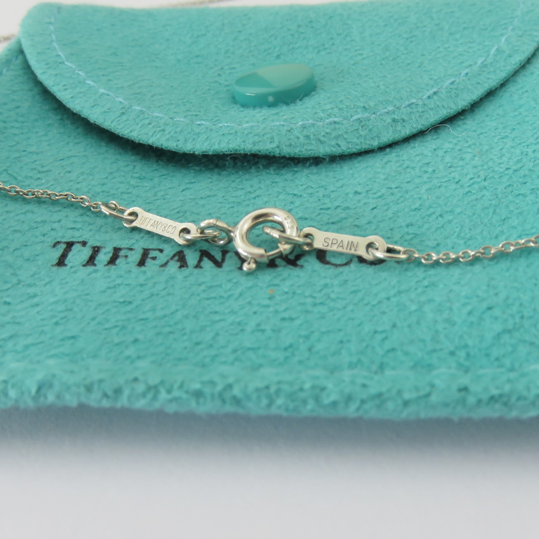 TIFFANY & CO 925 Sterling Silver Small Open Heart Pendant Necklace with Pouch