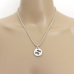 Gucci 925 Sterling Silver Interlocking G Ball Chain Unisex Necklace with Box