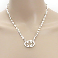 Gucci 925 Sterling Silver Interlocking G Oval Link Unisex Pendant Necklace