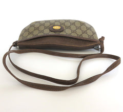 GUCCI Vintage Brown GG Monogram Canvas Leather Small Cross Body Shoulder Bag