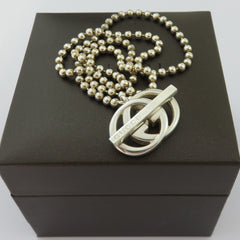 Gucci 925 Sterling Silver Interlocking G Toggle Unisex Necklace with Box
