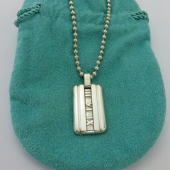 TIFFANY & CO 925 Sterling Silver Atlas Tag Beaded Chain Pendant Necklace