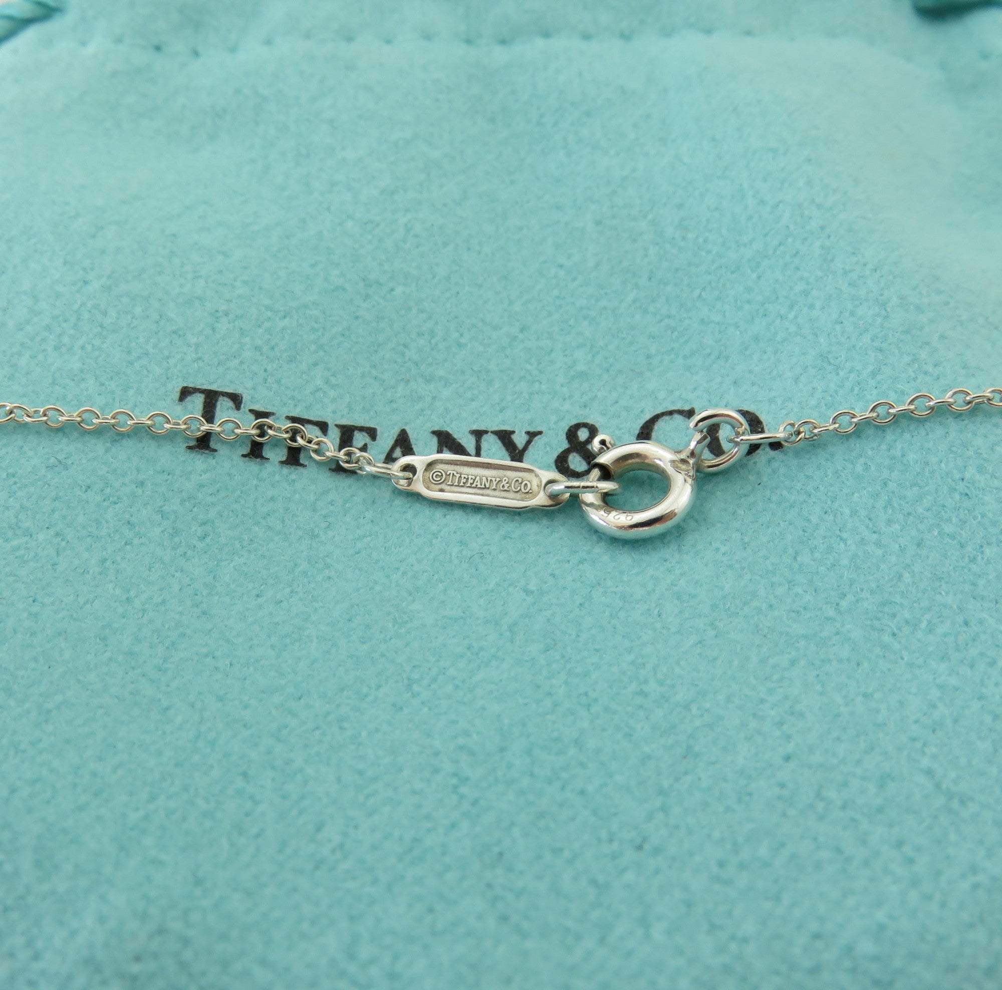 TIFFANY & CO 925 Silver Return to Tiffany Mini Double Heart Dangle Necklace