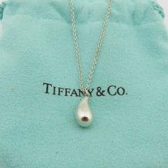 Tiffany & Co 925 Sterling Silver Teardrop Pendant Necklace with Pouch
