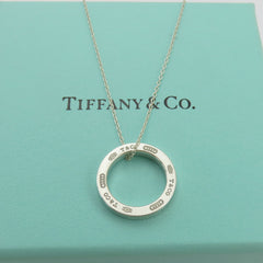 TIFFANY & CO 925 Sterling Silver 1837 Circle Pendant Necklace with Pouch