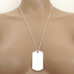 Gucci 925 Sterling Silver Dog Tag Unisex Pendant Necklace with Box Made in Italy