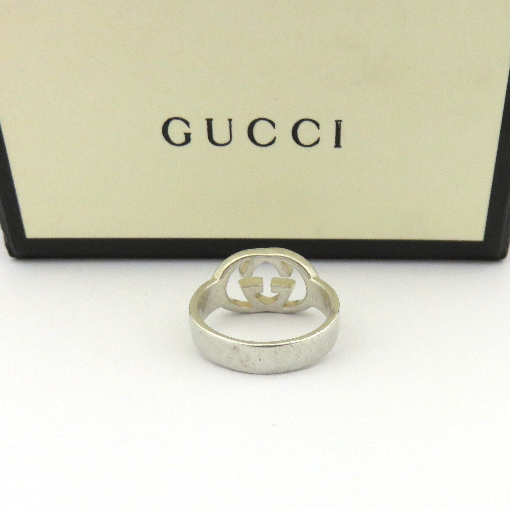 GUCCI 925 Sterling Silver Interlocking G Ring Size 6 Made in Italy with Box