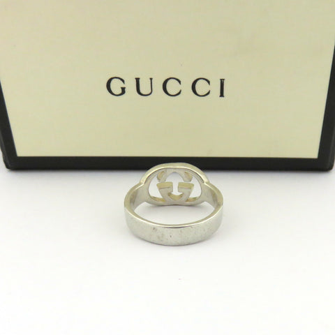 GUCCI 925 Sterling Silver Interlocking G Ring Size 6 Made in Italy with Box