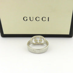 GUCCI 925 Sterling Silver Interlocking G Ring Size 6 Made in Italy with Box