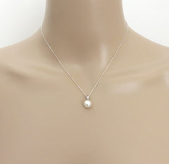Mikimoto K18 White Gold 7.7mm Akoya Pearl Solitaire Pendant Charm