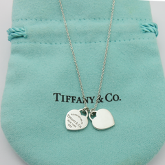 TIFFANY & CO 925 Sterling Silver Return to Tiffany Mini Double Heart Necklace