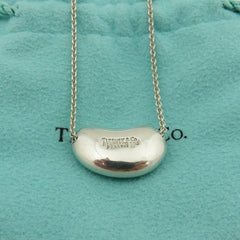 TIFFANY & CO 925 Sterling Silver Large Bean Pendant Necklace with Pouch
