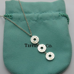 TIFFANY & CO 925 Sterling Silver 1837 Triple Drop Circle Pendant Necklace 