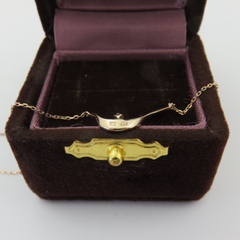 ete 10K Rose Gold Diamond Wave Necklace Japanese Designer 40cm with Box