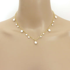 Genuine Freshwater Pearl Necklace Gold Plated 925 Silver Adjustable 41-43cm Box
