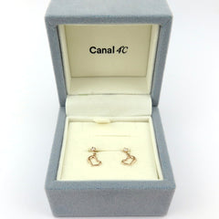 Canal 4℃ 10K Pink Gold Mini Heart Dangle Earrings Cubic Zirconia with Box Japan