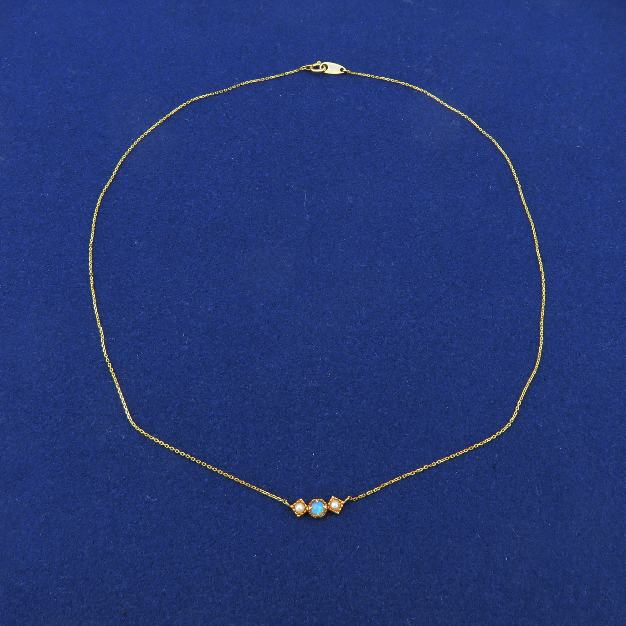 ete Japan 10K Yellow Gold Opal Pearl Necklace 10Kt YG Fine Jewelry Authentic