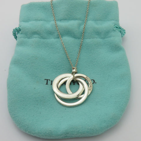 TIFFANY & CO 925 Sterling Silver 1837 Interlocking Circles Pendant Necklace