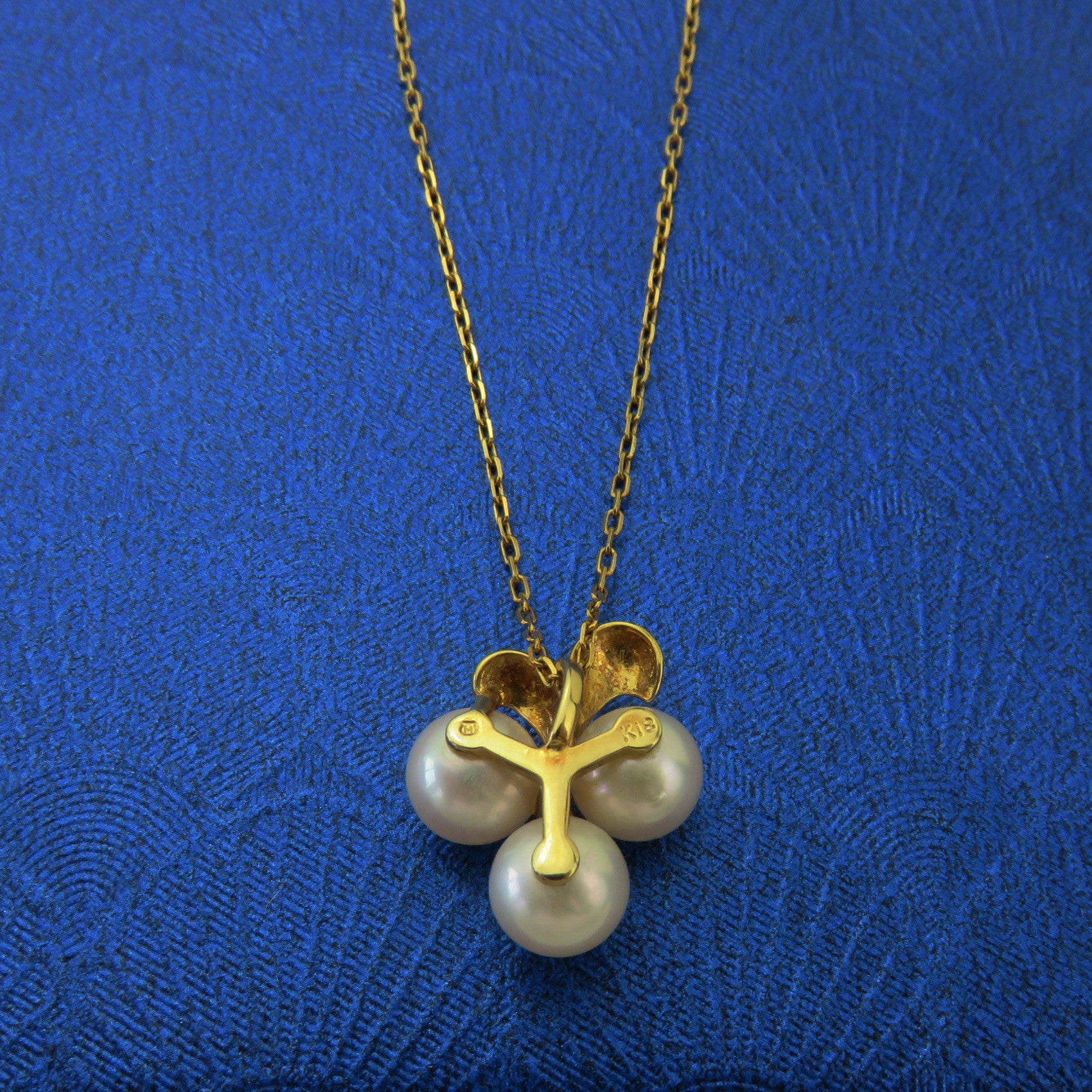 Mikimoto K18 Yellow Gold 6.3 mm Akoya Pearl Cluster Diamond Necklace 38cm