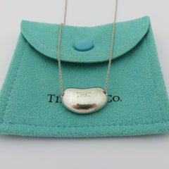 TIFFANY & CO 925 Sterling Silver Large Bean Pendant Necklace with Pouch