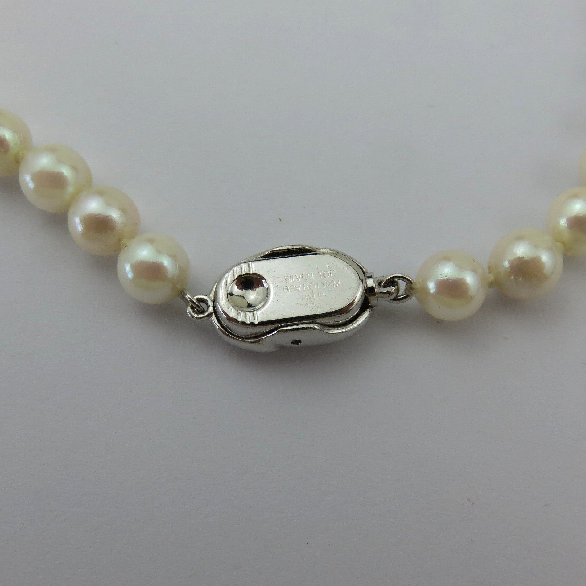 Japanese Vintage Akoya Pearl Strand Necklace 6.5-7mm Silver Clasp 42cm