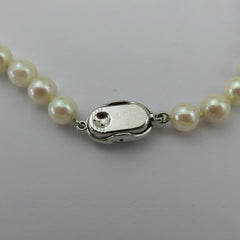 Japanese Vintage Akoya Pearl Strand Necklace 6.5-7mm Silver Clasp 42cm