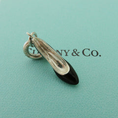 Tiffany & Co 925 Sterling Silver Black Blue Enamel High Heel Pendant Charm 
