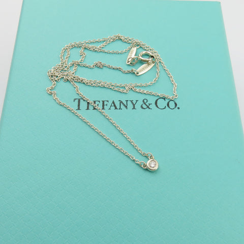 TIFFANY & CO 925 Sterling Silver Diamonds By The Yard Pendant Necklace with Box