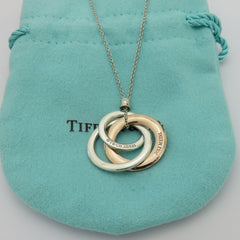 TIFFANY & CO Sterling Silver RUBEDO Metal 1837 Interlocking Circles Necklace