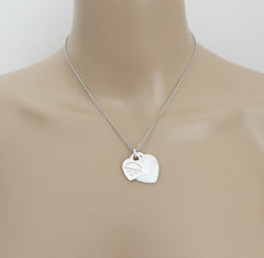 TIFFANY & CO 925 Silver Mother of Pearl Return to Tiffany Double Heart Necklace