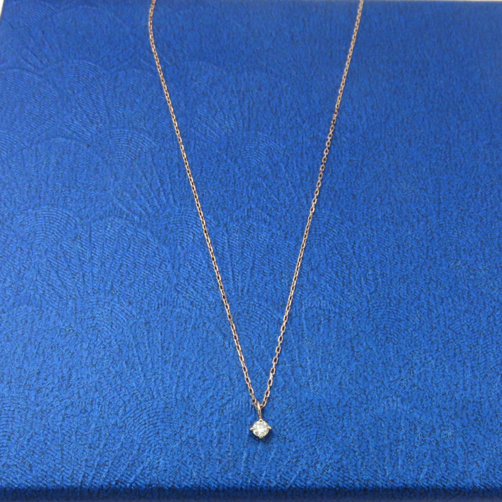 ete 10K Rose Pink Gold 0.02ct Diamond Solitaire Pendant Necklace Japan Designer