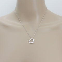 TIFFANY & CO 925 Sterling Silver Small Open Heart Pendant Necklace with Pouch